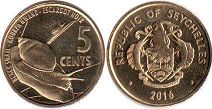 coin Seychelles 5 cents 2016