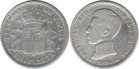 coin Spain 1 peseta 1904