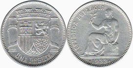 moneda España 1 peseta 1933