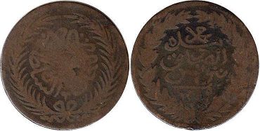 coin Tunisia 2 harub 1872