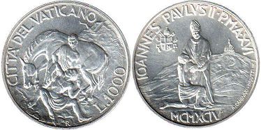 moneta Vatican 1000 lire 1994