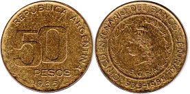 moneda Argentina 50 pesos 1985 Banco Central