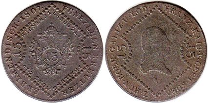 coin Austria 15 kreuzer 1807