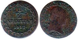 coin Austria 1/2 kreuzer 1812