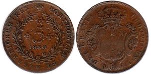 coin Portugal Azores 5 reis 1880