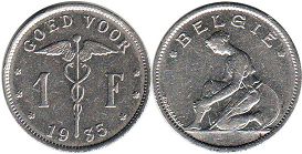 coin Belgium 1 franc 1935