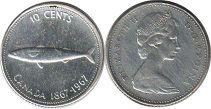 pièce de monnaie canadian commémorative 10 cents 1967