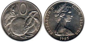 coin Cook Islands 10 cents 1983