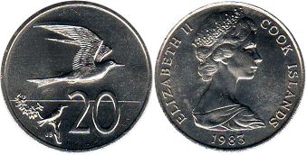 coin Cook Islands 20 cents 1983