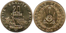 coin Djibuti 20 francs 2016