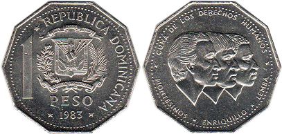 moneda Dominicana 1 peso 1983