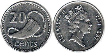 coin Fiji 20 cents 1997