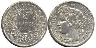 coin France 2 francs 1895