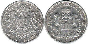 coin Hamburg 2 mark 1906
