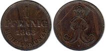 Münze Hanover 1 pfennig 1863