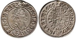 coin Hungary 3 kreuzer 1665