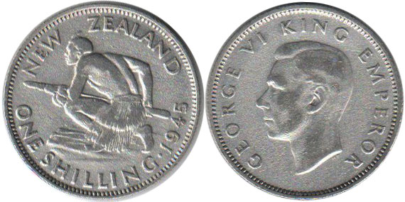 coin New Zealand shilling 1945