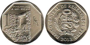 moneda Peru 1 nuevo sol 2013 Tunanmarca