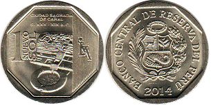 moneda Peru 1 nuevo sol 2014 Caral