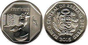 moneda Peru 1 nuevo sol 2015 Cultura Vicús