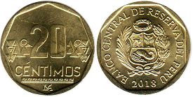 moneda Peru 20 centimos 2018