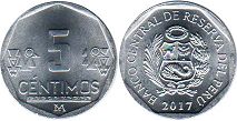 moneda Peru 5 centimos 2017