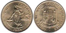 coin Philippines 10 centavos 1964