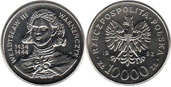 moneta Polska 10000 zloty 1992
