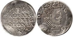 moneta Polska trojak 1590