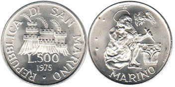 moneta San Marino 500 lira 1975
