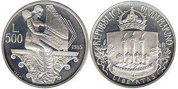 moneta San Marino 500 lira 1985