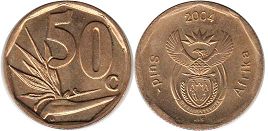 coin South Africa 50 cents 2004