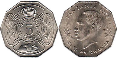 coin Tanzania 5 shillingi 1972