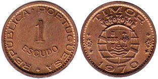 coin Timor 1 escudo 1970