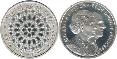 monnaie UK 5 pounds 2007