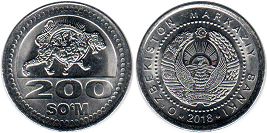 coin Uzbekistan 200 som 2018