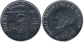 moneta Vatican 100 lira 1984