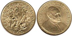 moneta Vatican 20 lira 1989