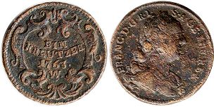 Münze RDR Austria 1 kreuzer 1763