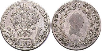 Münze RDR Austria 20 Kreuzer 1783