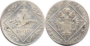 coin RDR Austria 7 kreuzer 1802
