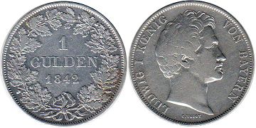 Münze Bayern 1 gulden 1842