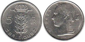 coin Belgium 5 francs 1949