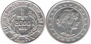 coin Brazil 2000 reis 1927