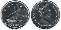canadian coin 10 cents 1972 dime