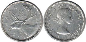 canadian coin 25 cents 1963 silver