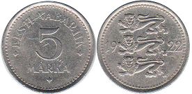coin Estonia 5 marka 1922