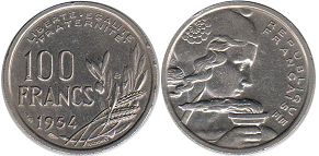 moneda Francia 100 francos 1954
