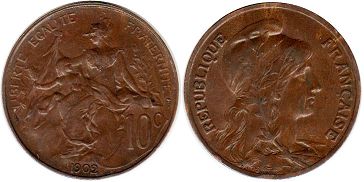 piece France 10 centimes 1902