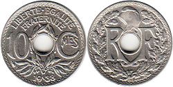 moneda Francia 10 céntimos 1938